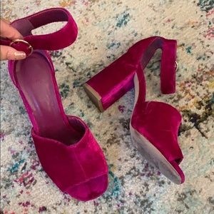 Joie 2 1/2 in heels | Red Cerise Velvet